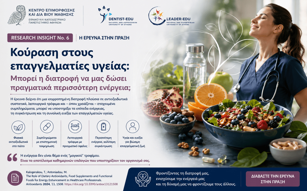 Διατροφή και ενέργεια στους επαγγελματίες υγείας | Research Insight No. 6 Διατροφή και ενέργεια στους επαγγελματίες υγείας – αντιοξειδωτικά, λειτουργικά τρόφιμα και συμπληρώματα διατροφής.